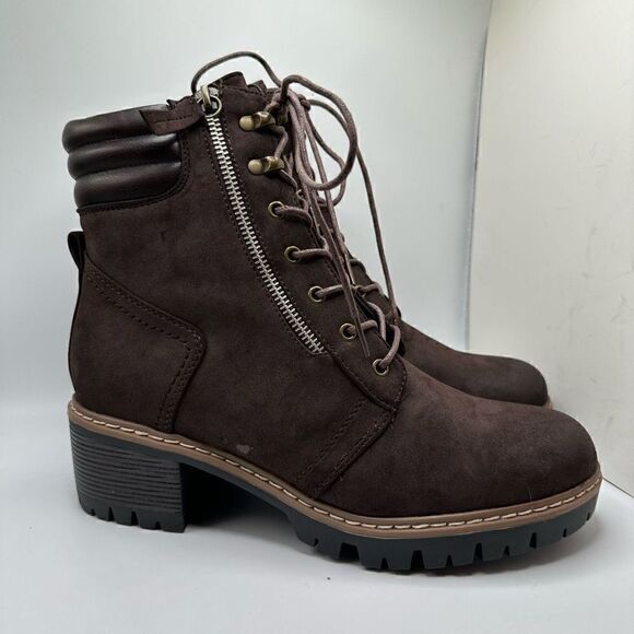 CUSHIONAIRE Women's Ramsey Lace up boot +Memory Foam 10 BROWN - Picture 1 of 7